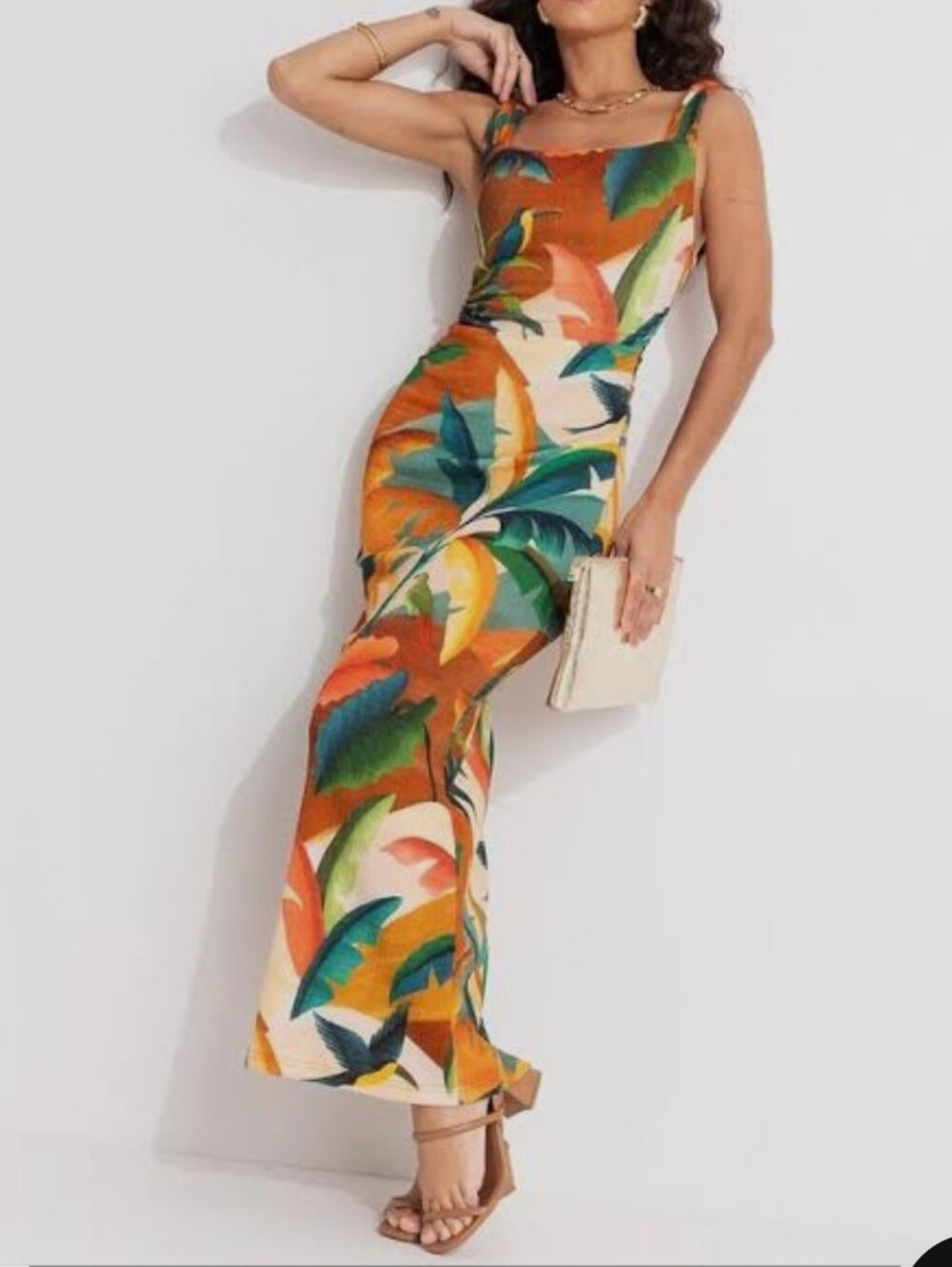 FARM RIO MATA ATLANTICA PRINTED TWISTED STRAP MIDI DRESS NEW 6